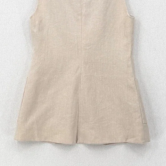 ENZA COSTA Linen Tunic Vest Womens Medium Flax Natural Sleeveless Quiet Luxury - Picture 12 of 16